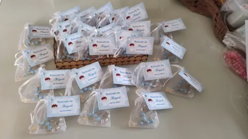 Mini Terço Chaveiro Personalizado Cruz Dourada