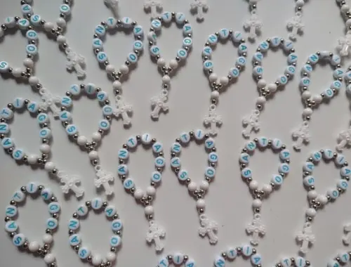 Mini Terço Personalizado Letra Azul