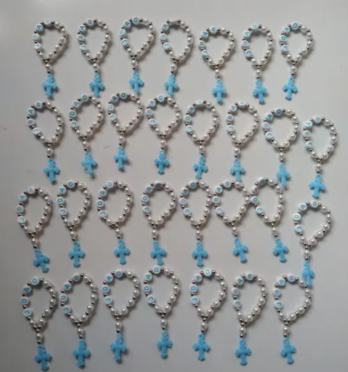 Mini Terço Personalizado Letra Azul
