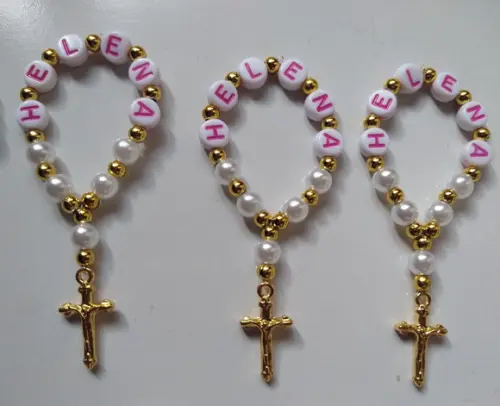 Mini Terço Personalizado Letra Rosa