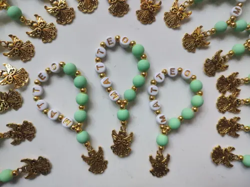 Mini Terço Personalizado Anjo Dourado