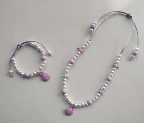 Kit 1 Colar e 1 Pulseira Infantil Sereia