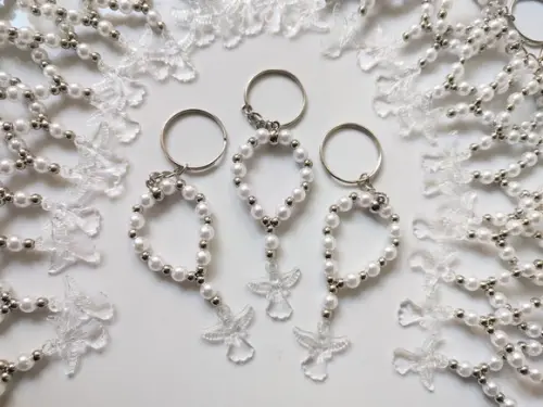 Mini Chaveiro Terço Anjinho Acrílico