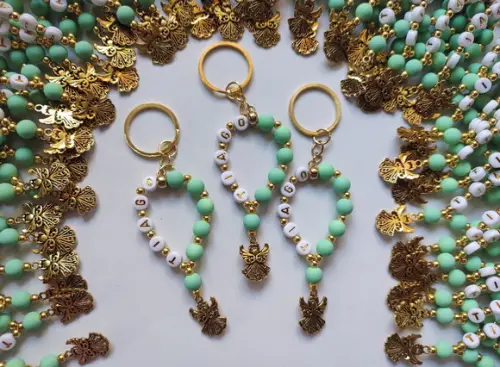 Mini Terço Chaveiro Personalizado Dourado