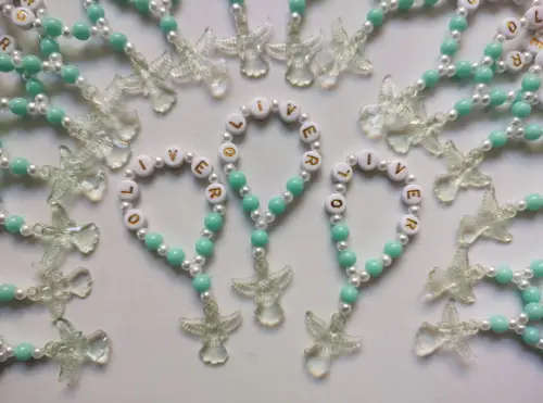 Mini Terço Personalizado Anjinho Verde