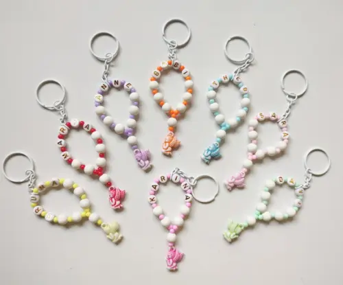 Mini Terço Chaveiro Personalizado Anjo Colorido