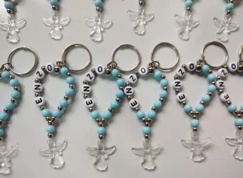 Mini Chaveiro Terço Personalizado Anjo (saquinho Organza)