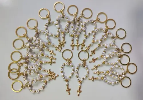 Mini Terço Chaveiro Personalizado Dourado