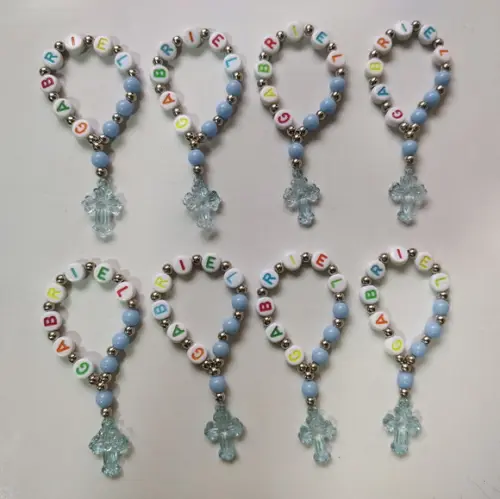 Mini Terço Personalizado Cruz de Acrílico Azul