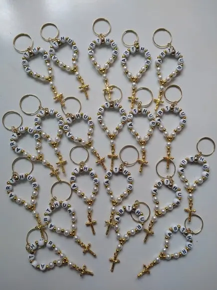 Mini Terço Chaveiro Personalizado Dourado