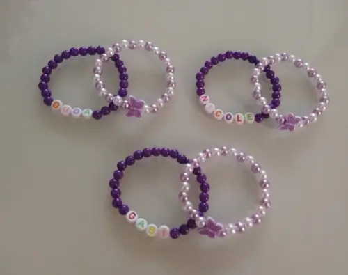 Kit com 2 Pulseiras Infantil Personalizada Borboleta