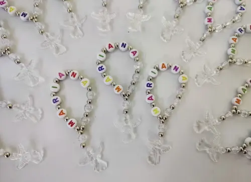 Mini Terço Personalizado Anjinho Cristal