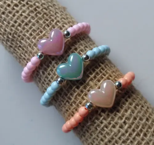 Kit com 3 Pulseiras Coração ( Adulto ou Infantil)
