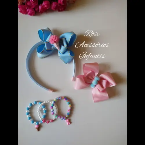 Kit Tiara, Laço e Pulseiras