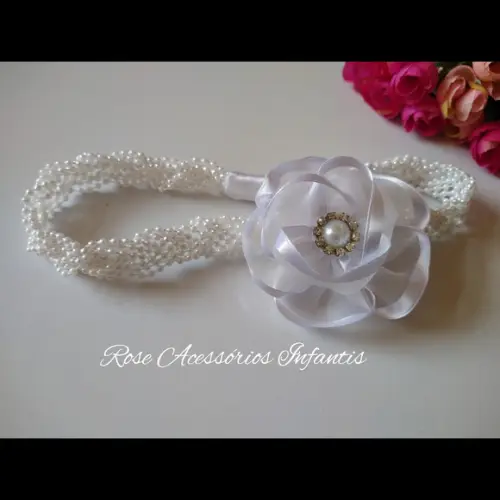 Faixinha de luxo com flor de organza