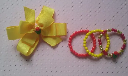 Kit Laço e Pulseiras "a Bela e a Fera"