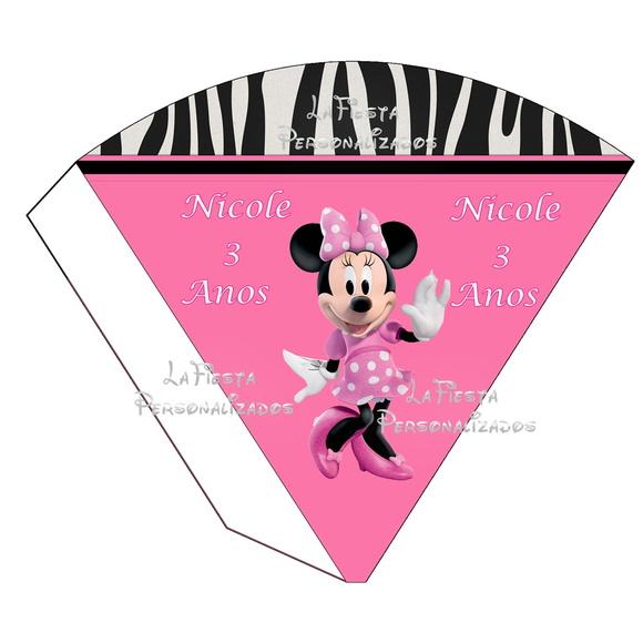Cone Redondo Minnie Rosa Zebra