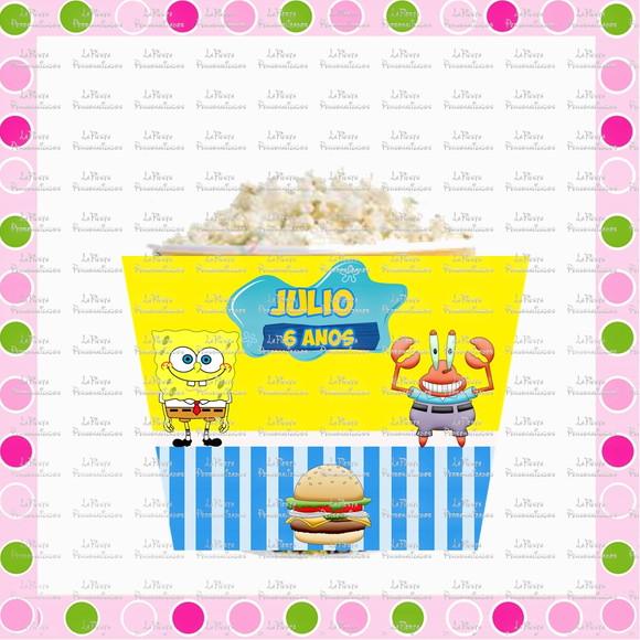 Rotulo Balde de Pipoca Bob Esponja