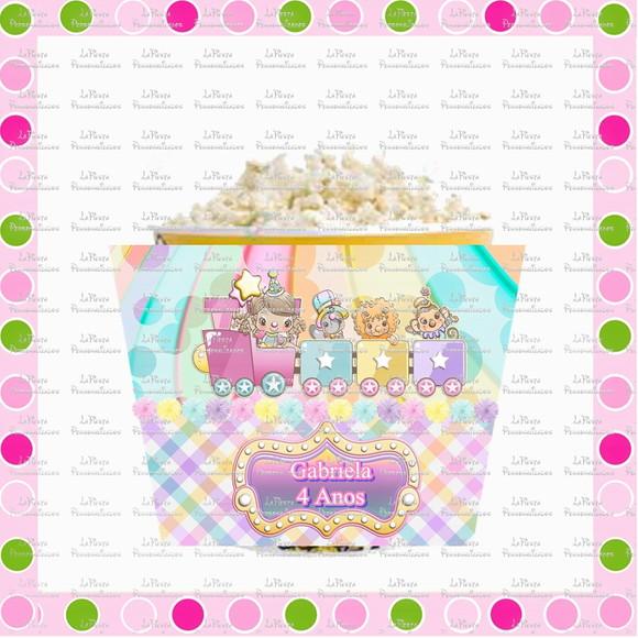 Rotulo Balde de Pipoca Circo Candy