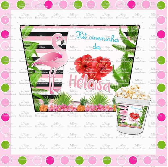 Rotulo Balde de Pipoca Flamingo