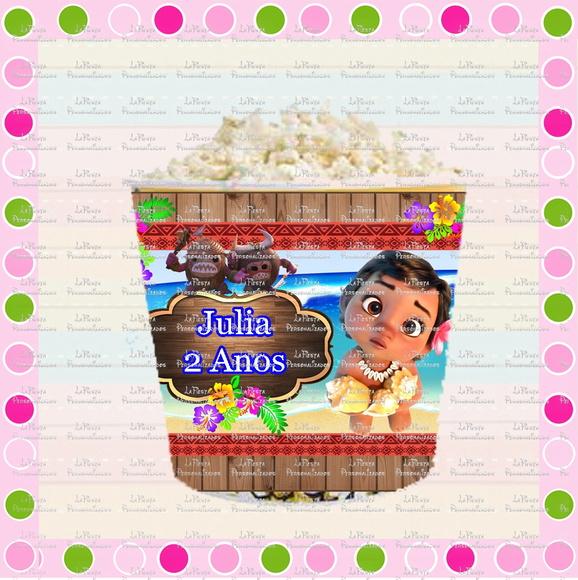 Rotulo Balde de Pipoca Moana Baby