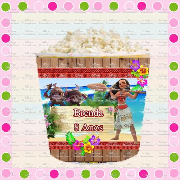 Rotulo Balde de Pipoca Moana
