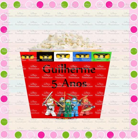 Rotulo Balde de Pipoca Ninjago