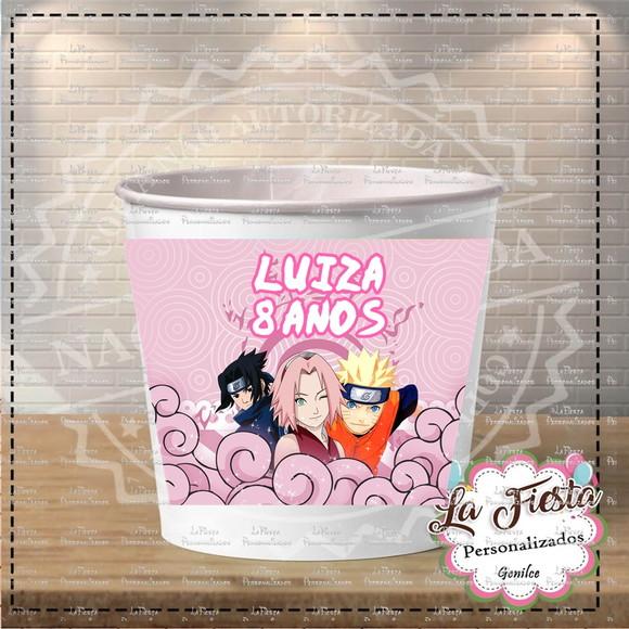 Rotulo Balde de Pipoca Naruto Menina