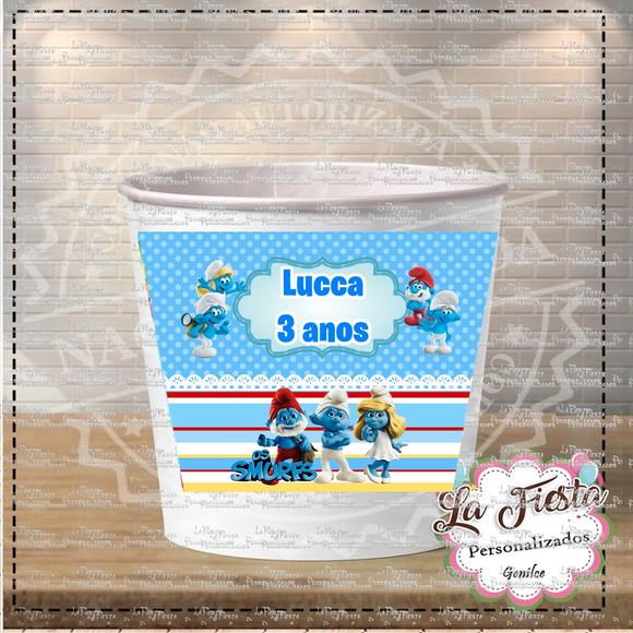 Rotulo Balde de Pipoca os Smurfs