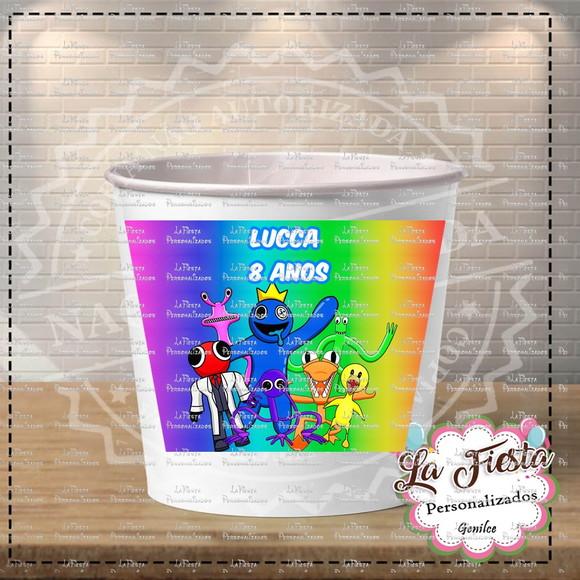 Rotulo Balde de Pipoca Rainbow Friends