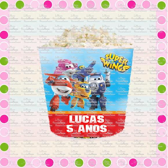 Rotulo Balde de Pipoca Super Wings