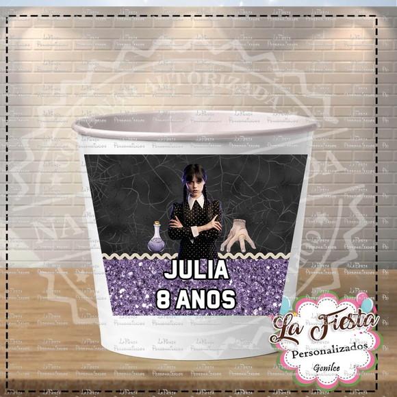 Rotulo Balde de Pipoca Wandinha Addams