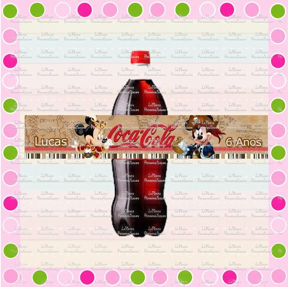 Rótulo Coca Cola Mickey Pirata