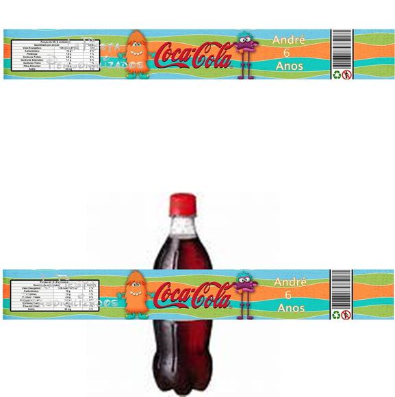 Rótulo Coca Cola Monstrinho 19,5x3,5 cm;