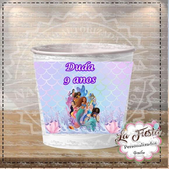 Rotulo para Balde de Pipoca Ariel a Pequena Sereia