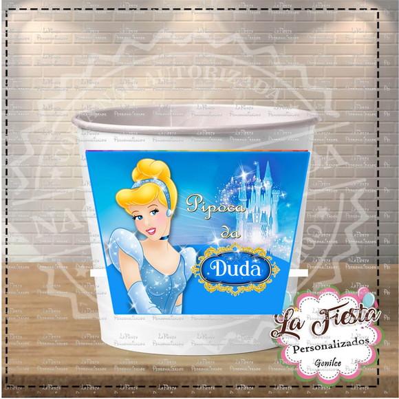 Rotulo para Balde de Pipoca Cinderela