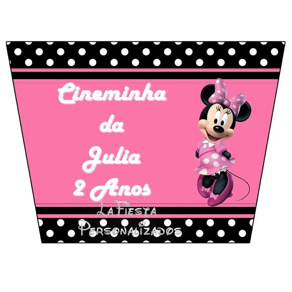 Rotulo Para Balde De Pipoca Minnie Rosa
