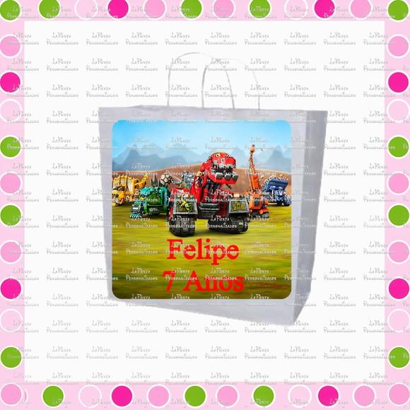 Rótulo para sacolinha adesiva Dinotrux