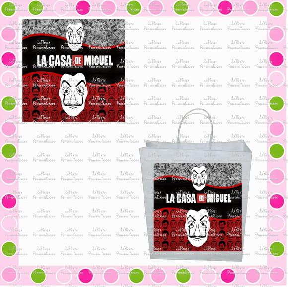 Rótulo para sacolinha adesiva La Casa de Papel