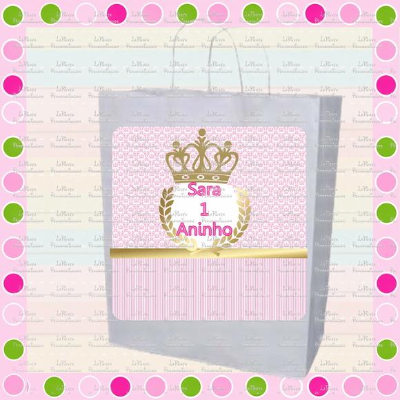 Rótulo Sacolinha Adesiva Coroa Princesa