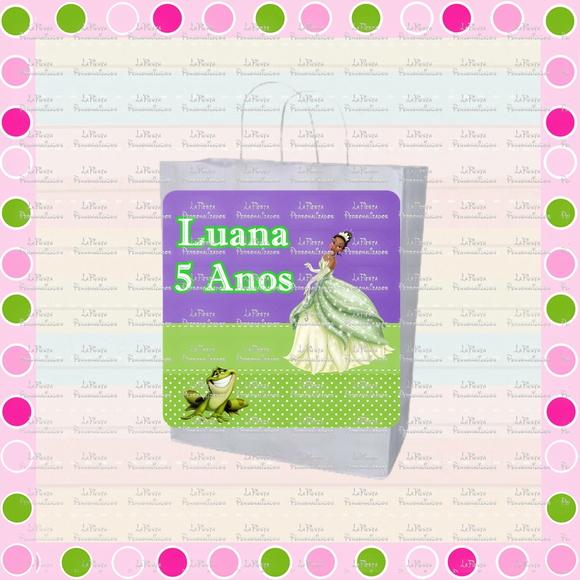 Rótulo Sacolinha Adesiva Princesa Tiana