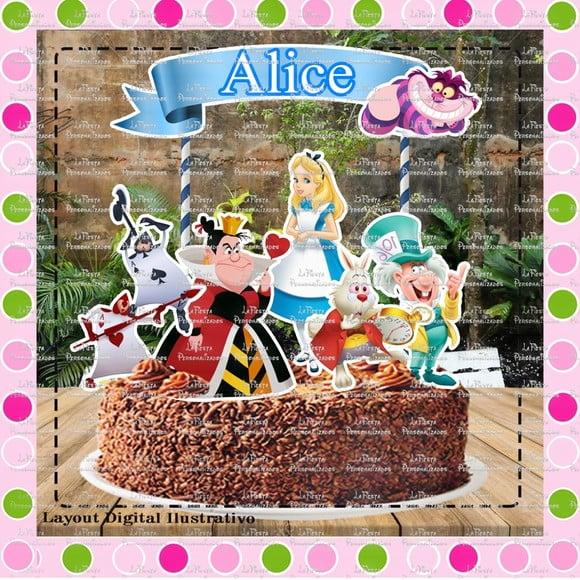 Topo de Bolo Alice no pais das maravilhas
