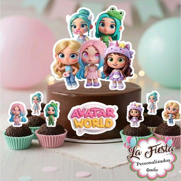 Topo de Bolo e 25 Tag Topper Docinhos Avatar World
