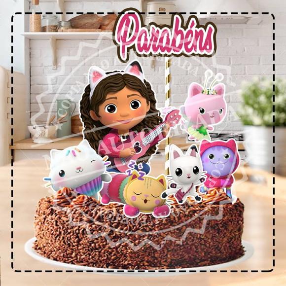 Topo de Bolo Gabby's Dollhouse