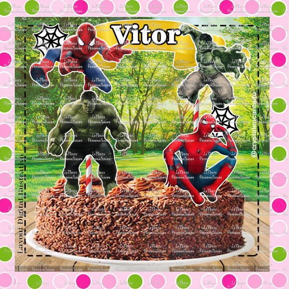 Topo de Bolo Hulk e Homem Aranha