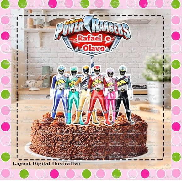 Topo de Bolo Power Rangers