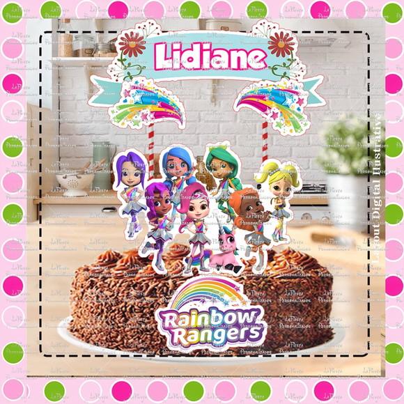 Topo de Bolo Rainbow Rangers
