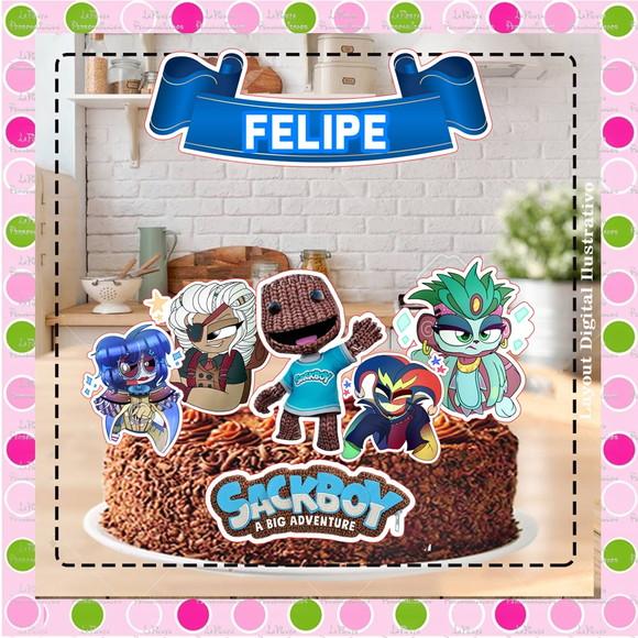 Topo de Bolo Sackboy: Uma Grande Aventura
