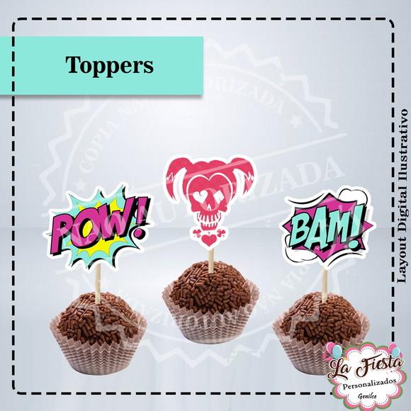 Toppers para docinho Arlequina