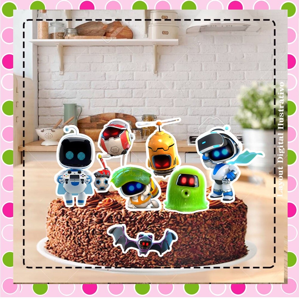 Topo de Bolo Personalizado Astro Bot